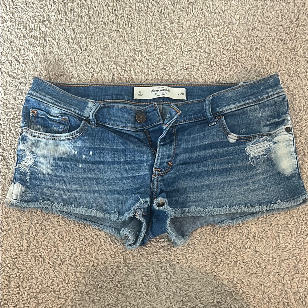 Abercrombie & Fitch Super Short Destroyed Denim Shorts
